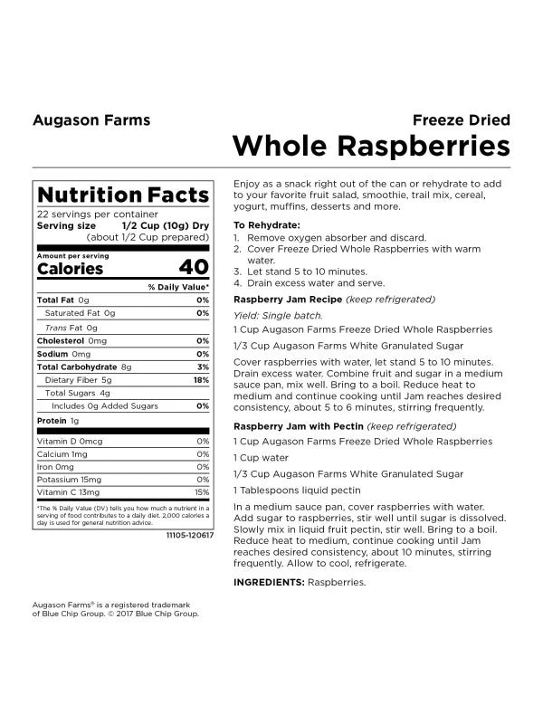 Augason Farms Freeze Dried Whole Raspberries #10 Can 8 Augason Farms Freeze Dried Whole Raspberries #10 Can - Image 8