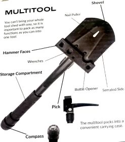 11-In-1 Folding Shovel Multifunction Survival Tool -Outdoor Camping Sales 11in1shovel