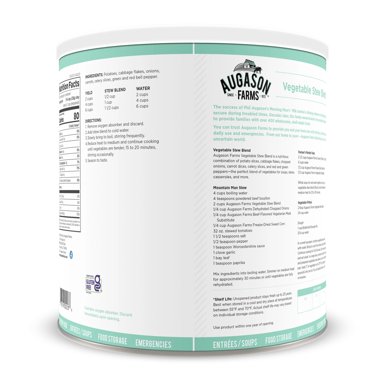 Augason Farms Vegetable Stew Blend #10 Can 2 Augason Farms Vegetable Stew Blend #10 Can - Image 2