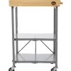 Bradley Wheeled Foldable Kitchen Cart With Wood Top
