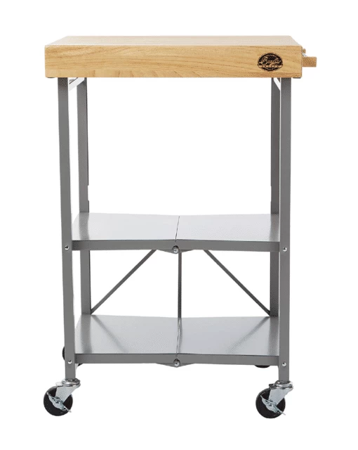 Bradley Wheeled Foldable Kitchen Cart With Wood Top 1 Bradley Wheeled Foldable Kitchen Cart With Wood Top