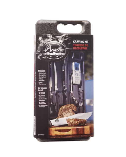 Bradley Smoking Tools, 5 Pieces: Butcher Knife, Boning Knife, Fork, Sharpener And Digital Thermometer 1 Bradley Smoking Tools, 5 Pieces: Butcher Knife, Boning Knife, Fork, Sharpener And Digital Thermometer