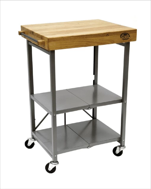 Bradley Wheeled Foldable Kitchen Cart With Wood Top 2 Bradley Wheeled Foldable Kitchen Cart With Wood Top - Image 2