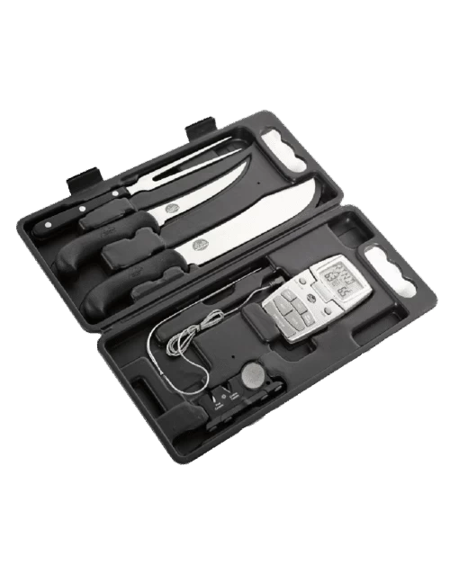 Bradley Smoking Tools, 5 Pieces: Butcher Knife, Boning Knife, Fork, Sharpener And Digital Thermometer 2 Bradley Smoking Tools, 5 Pieces: Butcher Knife, Boning Knife, Fork, Sharpener And Digital Thermometer - Image 2