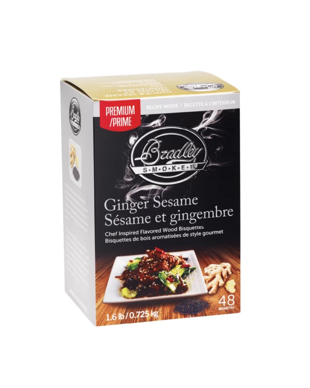 Bradley Smoker Premium Ginger Sesame Flavour Wood Bisquettes - 48 Pack 1 Bradley Smoker Premium Ginger Sesame Flavour Wood Bisquettes - 48 Pack