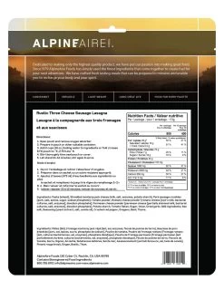 AlpineAire Rustic Three Cheese Sausage Lasagna -Outdoor Camping Sales 4lv93joY Good2goco