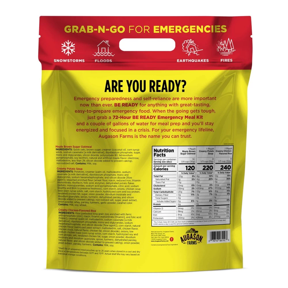 AUGASON FARMS 72-Hour 1-Person BE READY Emergency Meals (26 Servings - Single) 2 AUGASON FARMS 72-Hour 1-Person BE READY Emergency Meals (26 Servings - Single) - Image 2