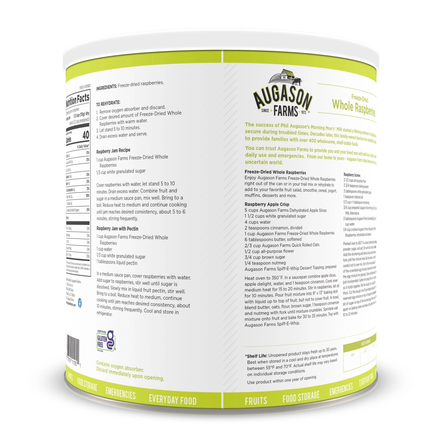 Augason Farms Freeze Dried Whole Raspberries #10 Can 2 Augason Farms Freeze Dried Whole Raspberries #10 Can - Image 2