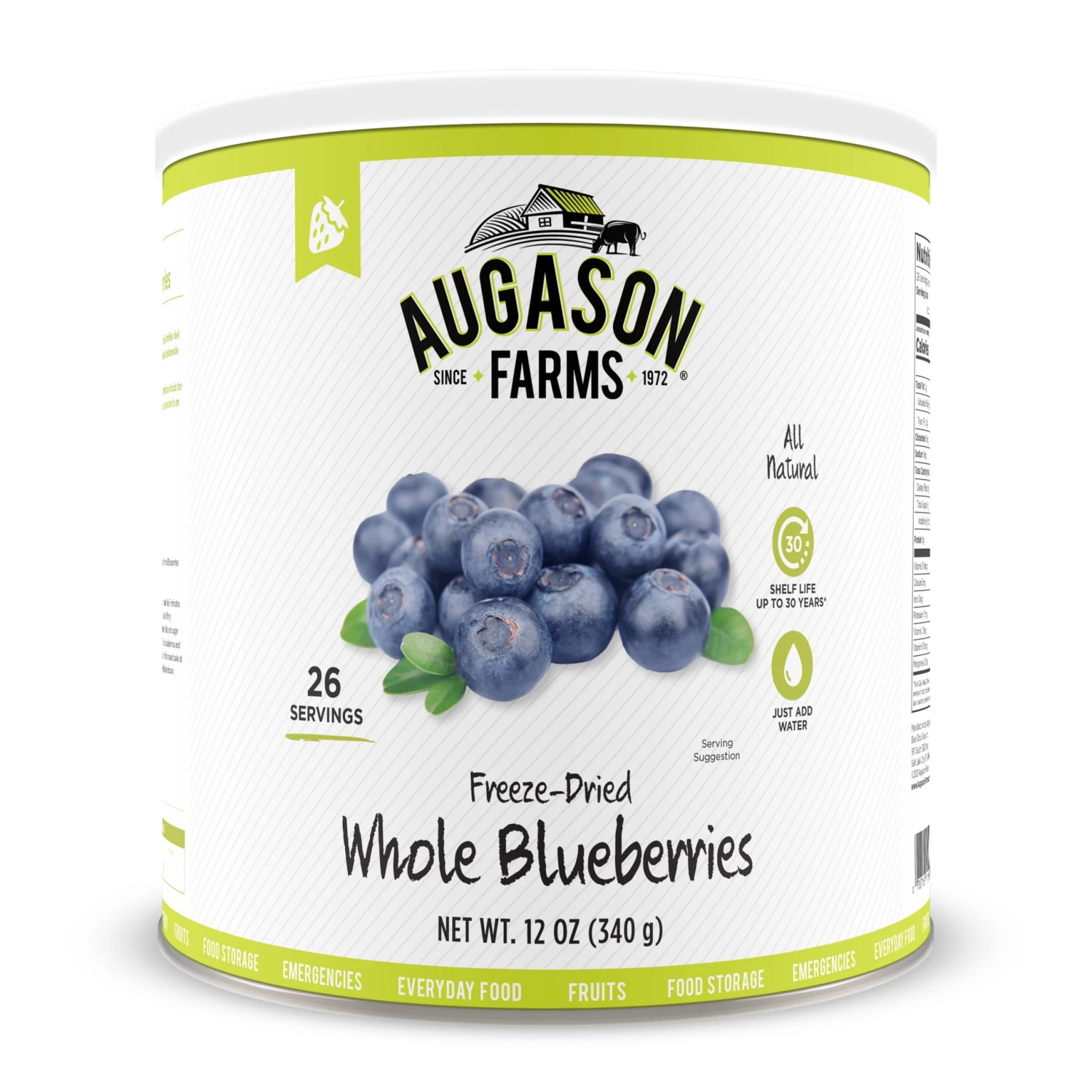 Augason Farms Freeze Dried Whole Blueberries #10 Can 1 Augason Farms Freeze Dried Whole Blueberries #10 Can