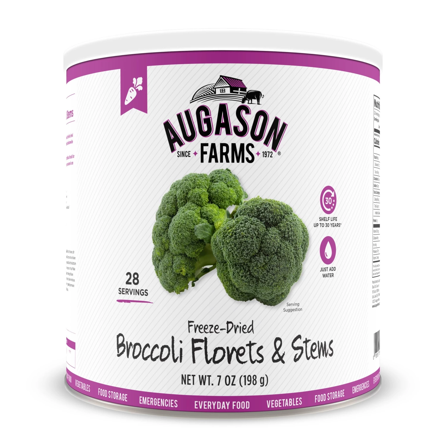 Augason Farms Freeze Dried Broccoli Florets & Stems #10 Can 1 Augason Farms Freeze Dried Broccoli Florets & Stems #10 Can