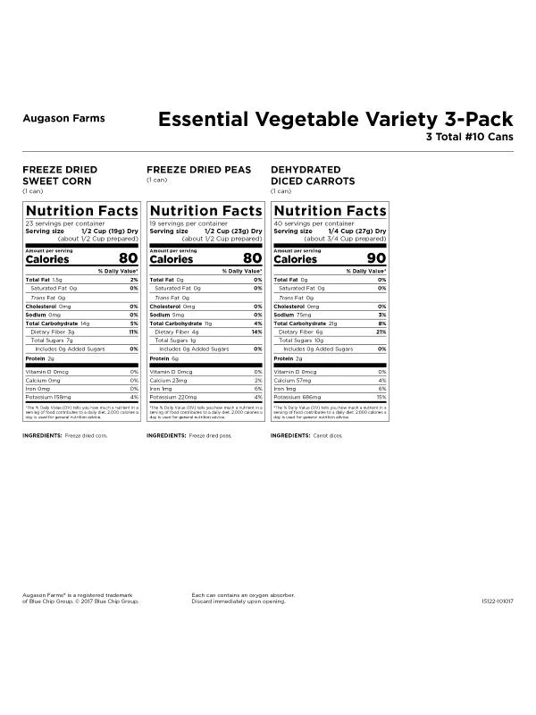 Augason Farms Essential Vegetable Variety 3-Pack 3 Augason Farms Essential Vegetable Variety 3-Pack - Image 3