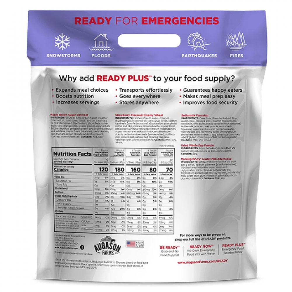 Augason Farms Ready PLUS Breakfast Emergency Food Supply (Single) 2 Augason Farms Ready PLUS Breakfast Emergency Food Supply (Single) - Image 2