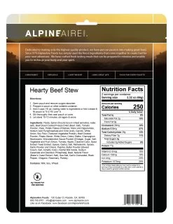 AlpineAire Hearty Beef Stew 5 AlpineAire Hearty Beef Stew -Outdoor Camping Sales 61400USHeartyBeefStewback