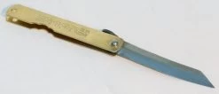 Gyokucho Blue Paper Steel HIGO Knife (100mm) - Brass Handle -Outdoor Camping Sales 962192598