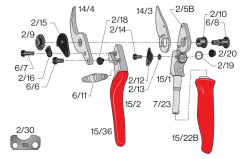 Felco 15 Compact Pruning Shear -Outdoor Camping Sales FELCO15ReplacementPartsDiagram