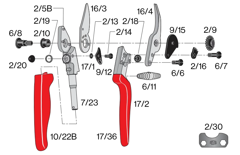Felco 17 Left-Handed Compact Pruning Shear 2 Felco 17 Left-Handed Compact Pruning Shear - Image 2