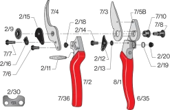 Felco 8 Ergonomic Pruning Shear -Outdoor Camping Sales FELCO8ReplacementPartsDiagram