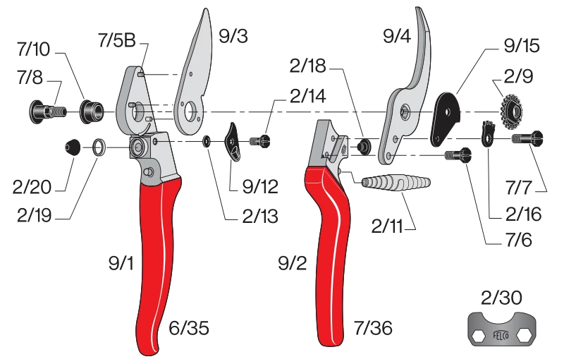 Felco 9 Left-Handed Ergonomic Pruning Shear 4 Felco 9 Left-Handed Ergonomic Pruning Shear - Image 4