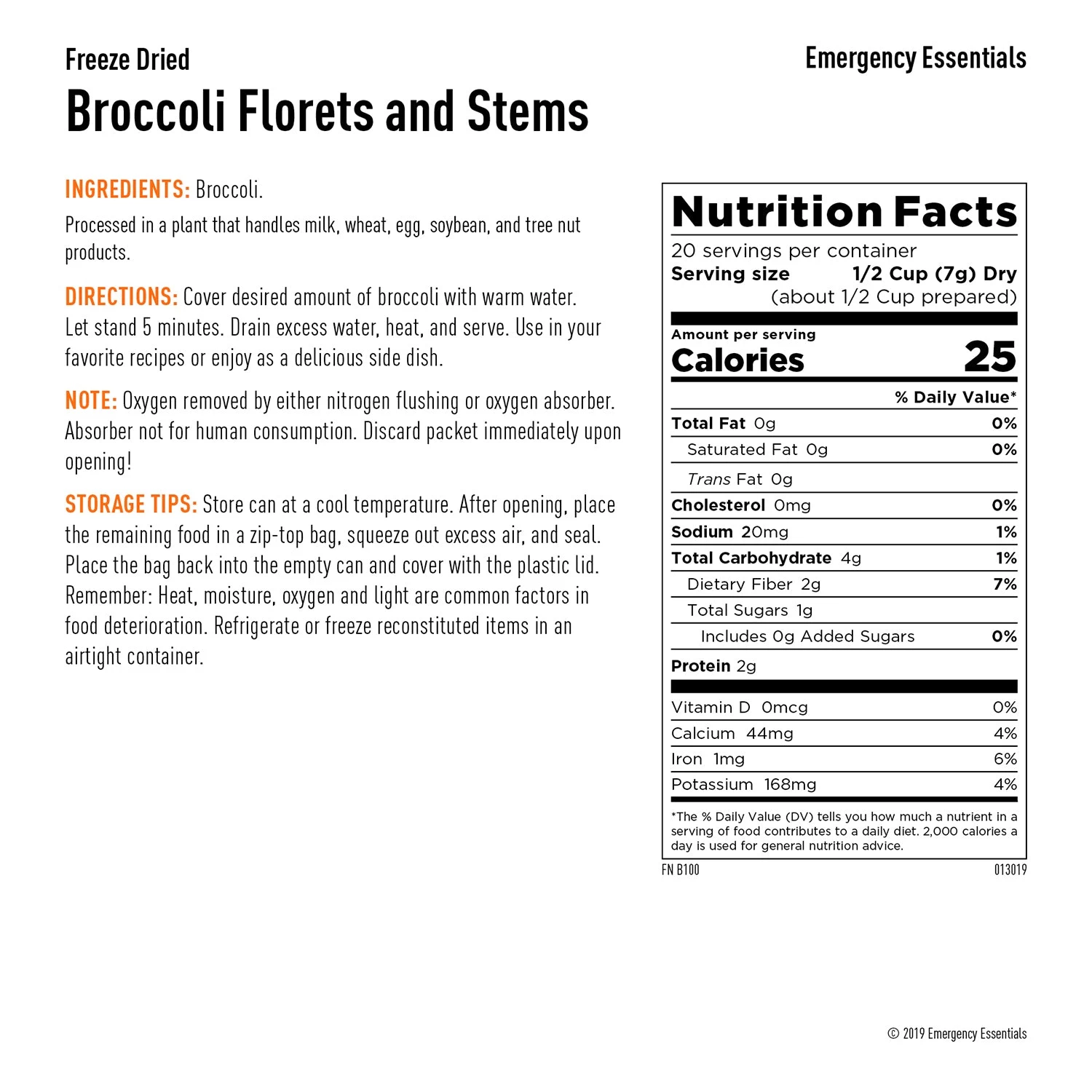 Emergency Essentials Freeze-Dried Broccoli Large Can 2 Emergency Essentials Freeze-Dried Broccoli Large Can - Image 2