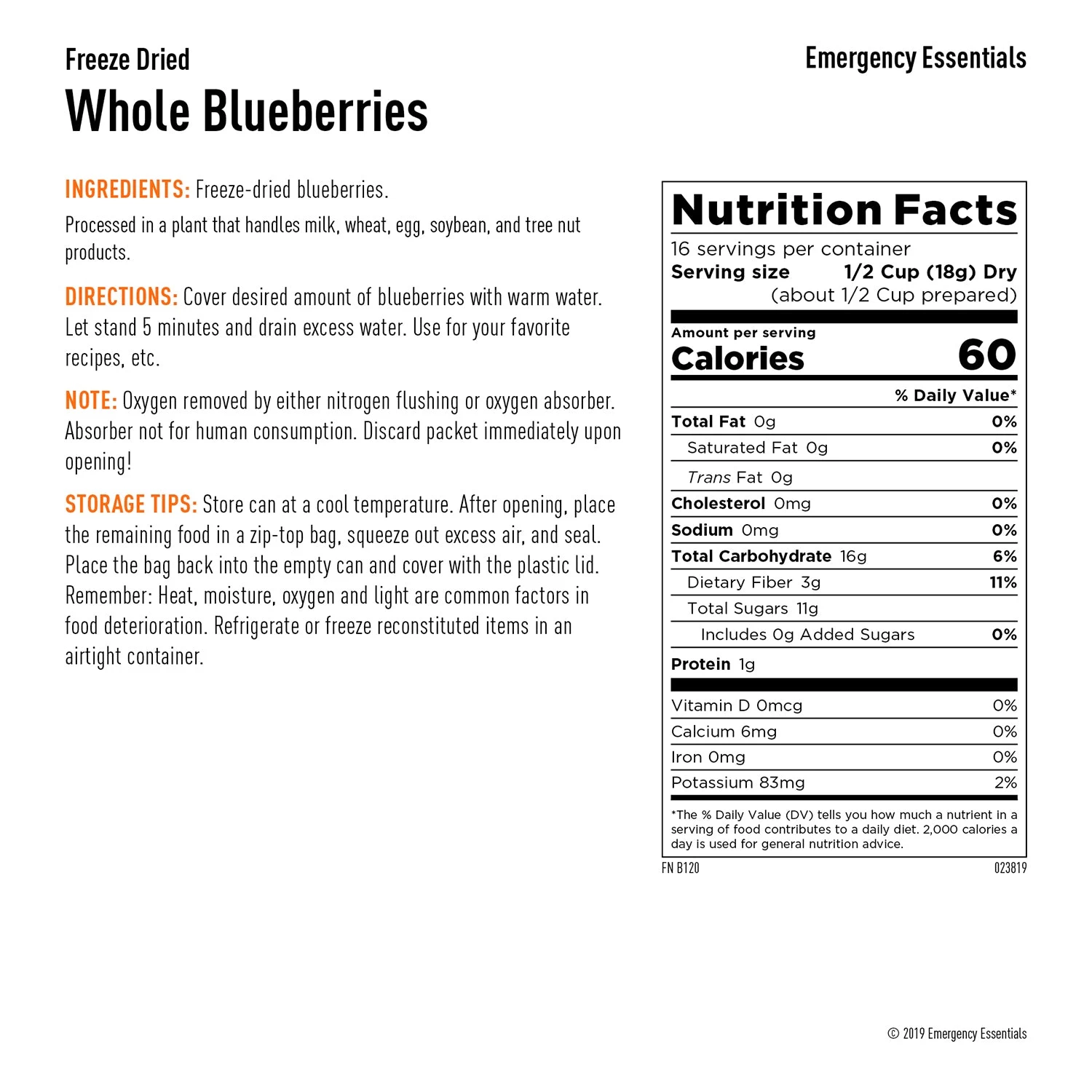 Emergency Essentials Freeze-Dried Whole Blueberries Large Can 2 Emergency Essentials Freeze-Dried Whole Blueberries Large Can - Image 2