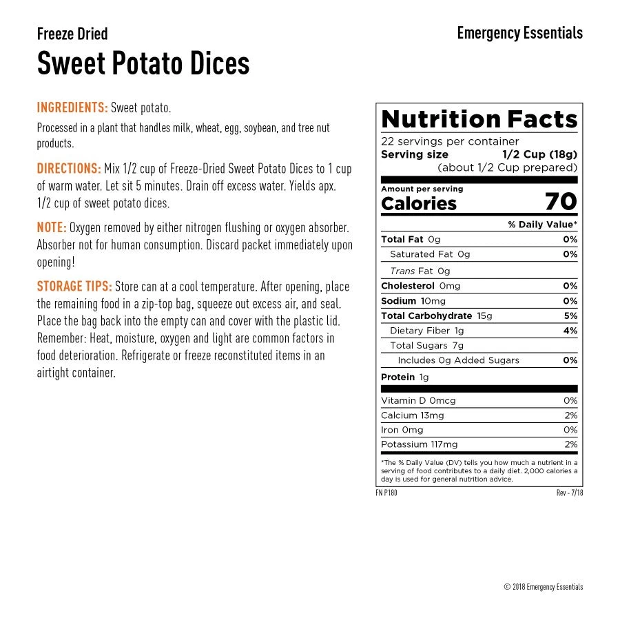 Emergency Essentials Freeze Dried Sweet Potato Dices With Peel Large Can 3 Emergency Essentials Freeze Dried Sweet Potato Dices With Peel Large Can - Image 3