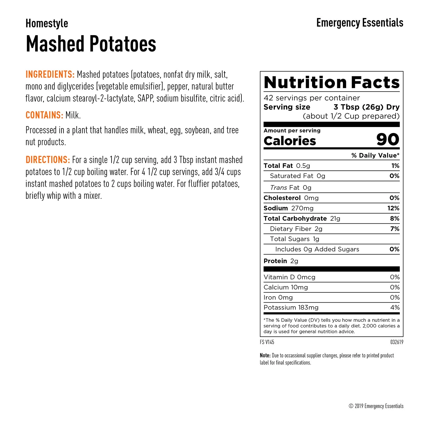 Emergency Essentials Complete Instant Mashed Potatoes Large Can 2 Emergency Essentials Complete Instant Mashed Potatoes Large Can - Image 2
