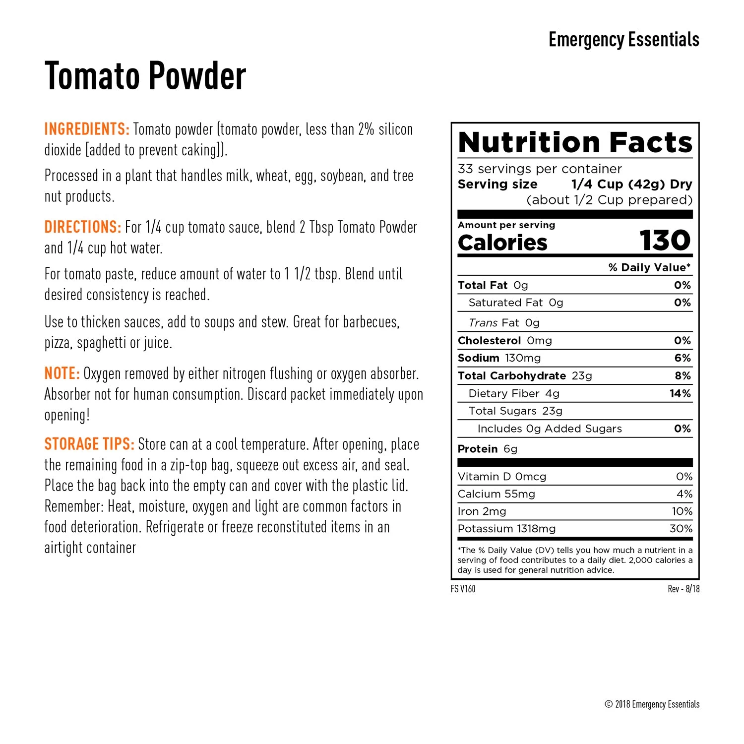 Emergency Essentials Tomato Powder Large Can 2 Emergency Essentials Tomato Powder Large Can - Image 2