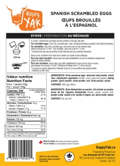 Happy Yak Protector Kit -Outdoor Camping Sales HY 20052 oeufs brouilles VERSO