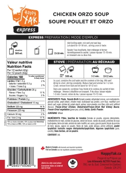 Happy Yak Protector Kit -Outdoor Camping Sales HY 20052 soupe poulet orzo VERSO