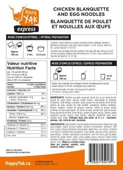 Happy Yak Chicken Blanquette And Egg Noodles -Outdoor Camping Sales HY M12 P1 BlanquettePoulet VERSO