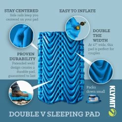 Klymit Double V Sleeping Pad -Outdoor Camping Sales Klymit Amazon DoubleV CarouselImages v1 02