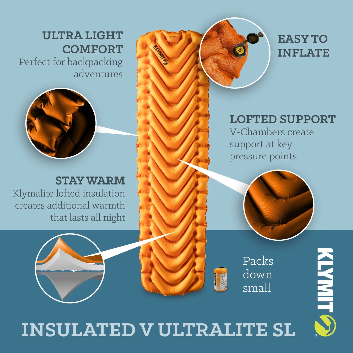 Klymit Insulated V Ultralite SL Sleeping Pad 3 Klymit Insulated V Ultralite SL Sleeping Pad - Image 3