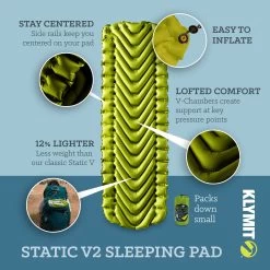 Klymit Static V2 Sleeping Pad -Outdoor Camping Sales Klymit Amazon StaticV2 CarouselImages v1 02