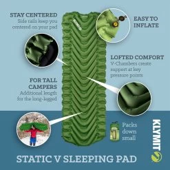 Klymit Static V Sleeping Pad - Long -Outdoor Camping Sales Klymit Amazon StaticVLong CarouselImages v1 02
