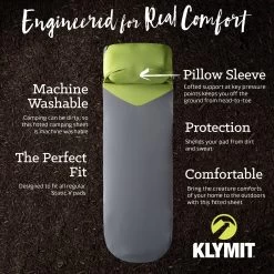 Klymit Quilted V Sheet Sleeping Pad Cover 5 Klymit Quilted V Sheet Sleeping Pad Cover -Outdoor Camping Sales Klymit VSheet 13PCGRSVC Callouts 2000x2000 883c2762 1fe1 428f 94b5 efd275ab9a4e