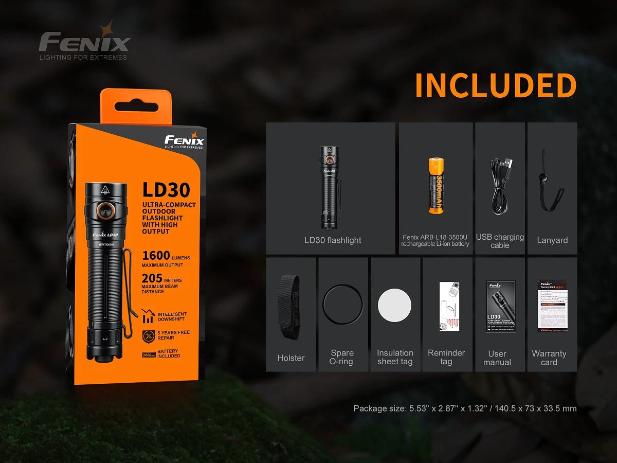 Fenix LD30 1600 Lumens Ultra-Compact Flashlight With Tail Switch 2 Fenix LD30 1600 Lumens Ultra-Compact Flashlight With Tail Switch - Image 2