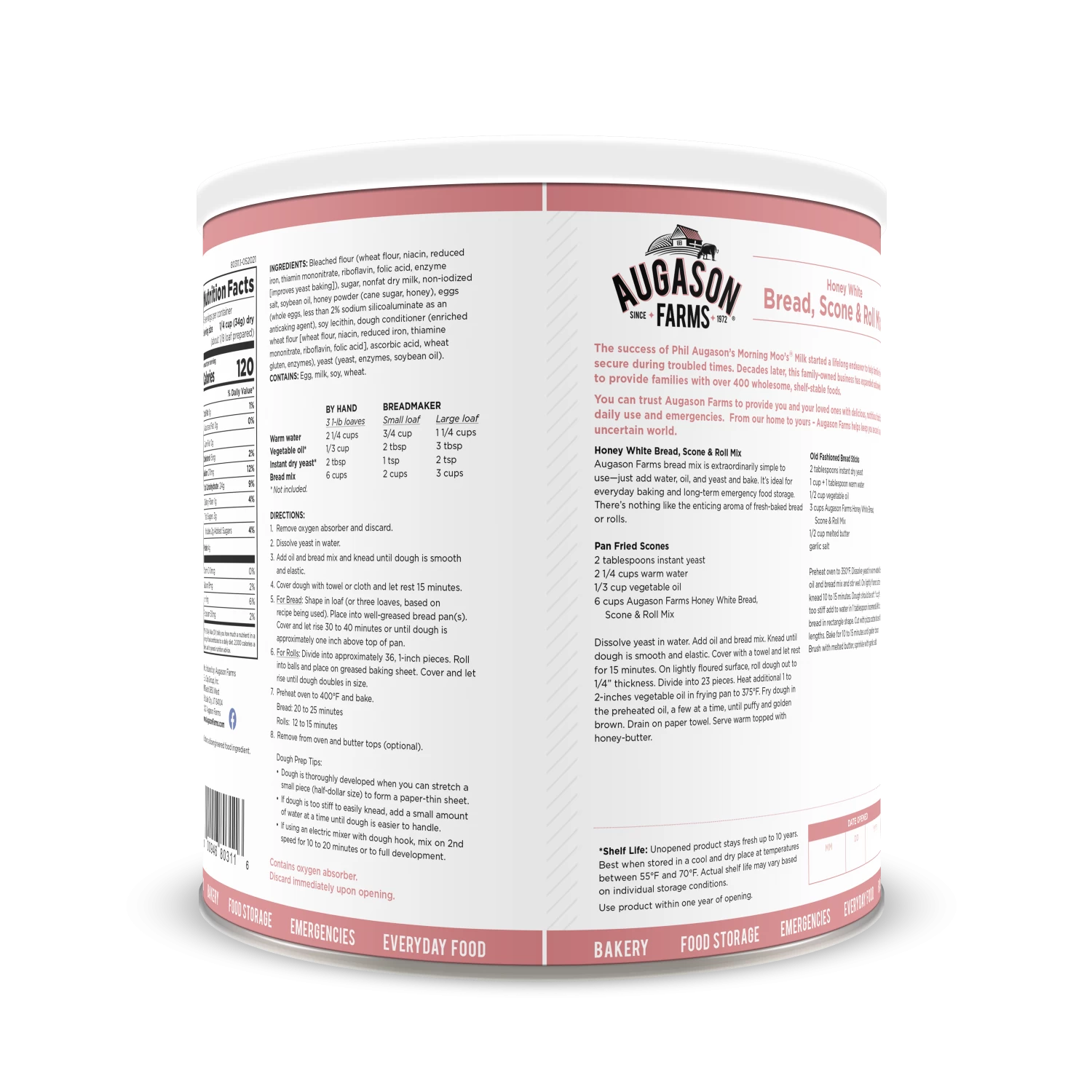 Augason Farms Honey White Bread, Scone & Roll Mix #10 Can 2 Augason Farms Honey White Bread, Scone & Roll Mix #10 Can - Image 2