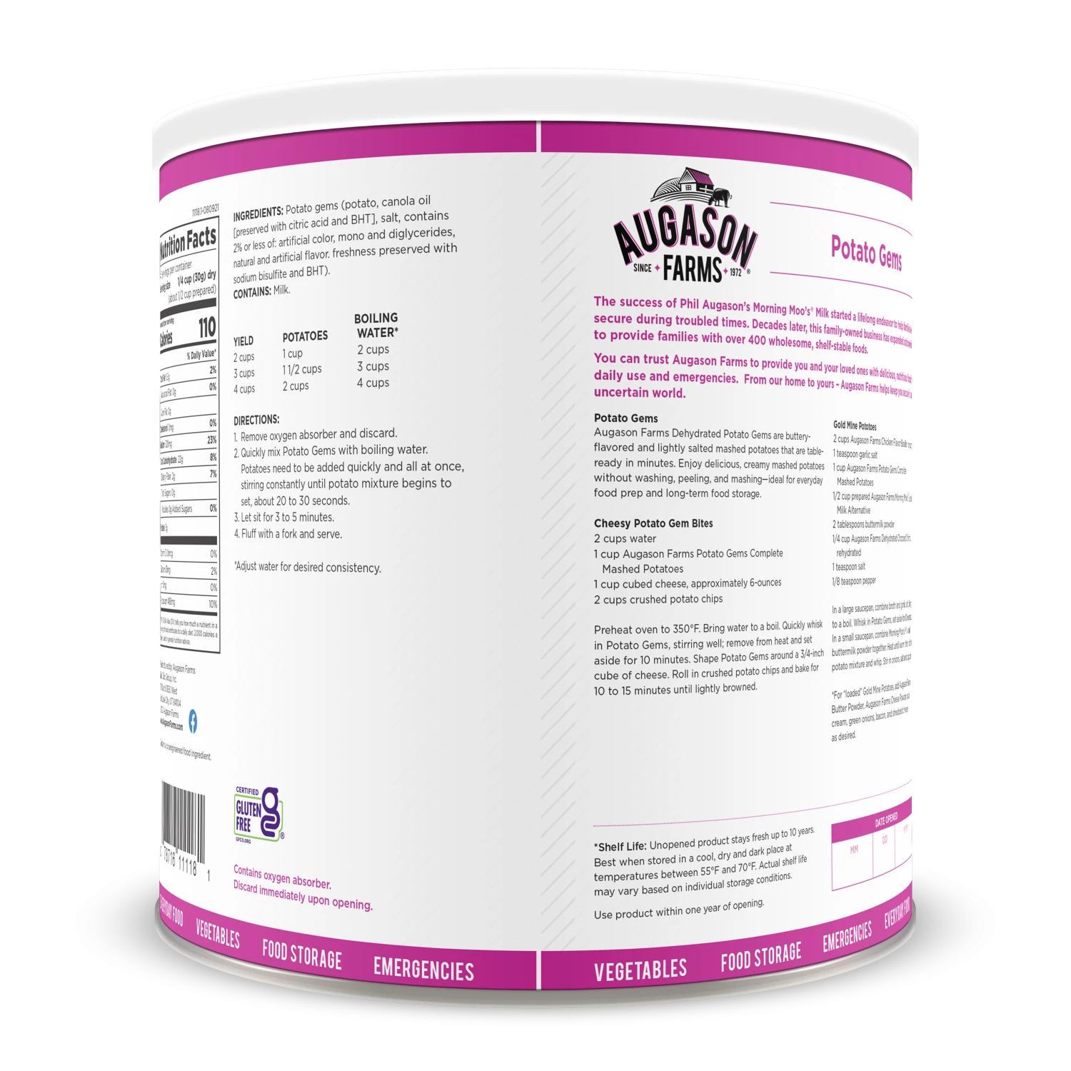 Augason Farms Potato Gems Mashed Potatoes #10 Can 2 Augason Farms Potato Gems Mashed Potatoes #10 Can - Image 2