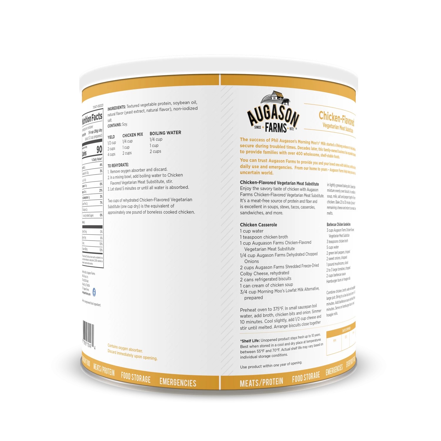 Augason Farms Chicken Flavored Vegetarian Meat Substitute #10 Can 2 Augason Farms Chicken Flavored Vegetarian Meat Substitute #10 Can - Image 2