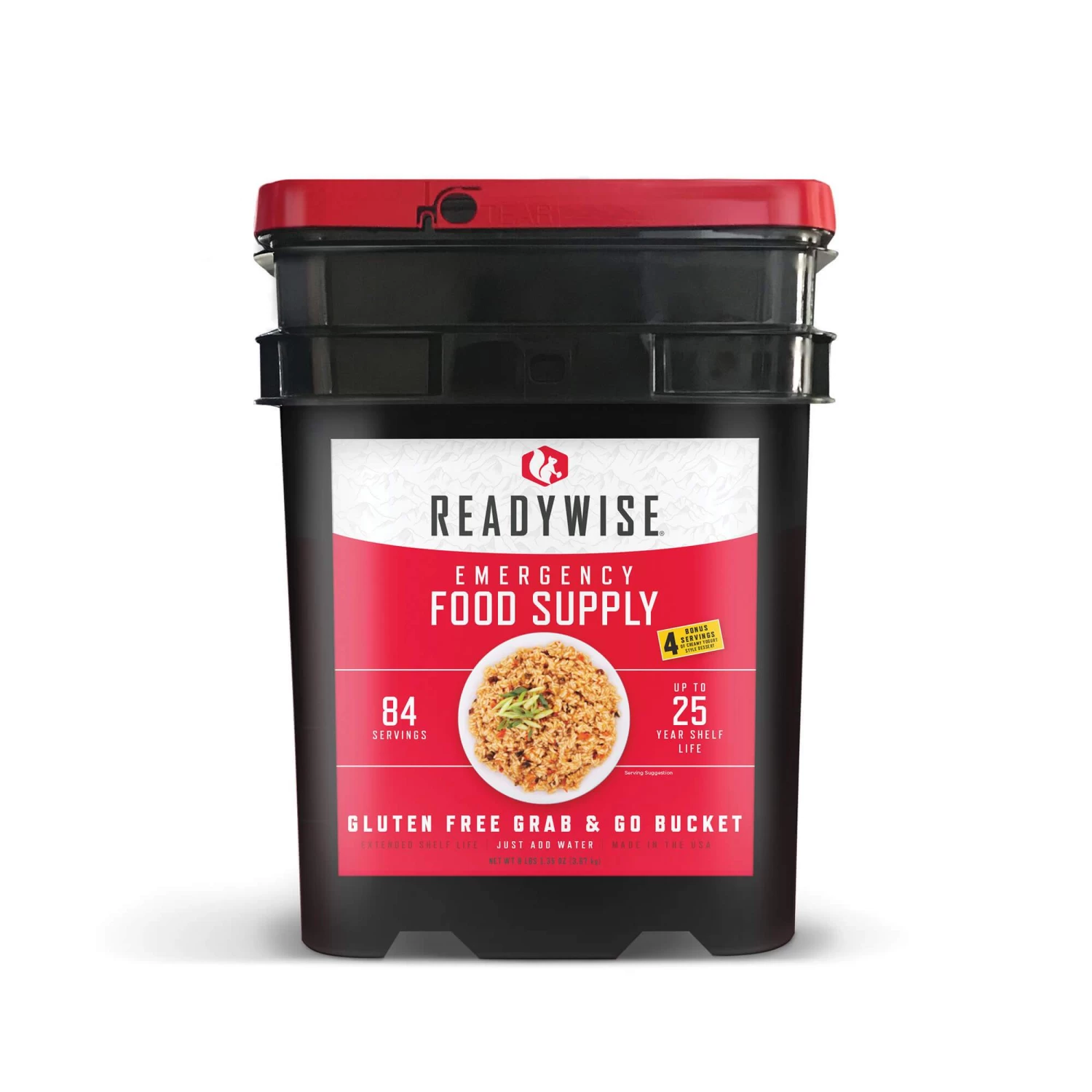 ReadyWise Gluten Free Grab And Go Emergency Food Bucket - 84 Servings 1 ReadyWise Gluten Free Grab And Go Emergency Food Bucket - 84 Servings