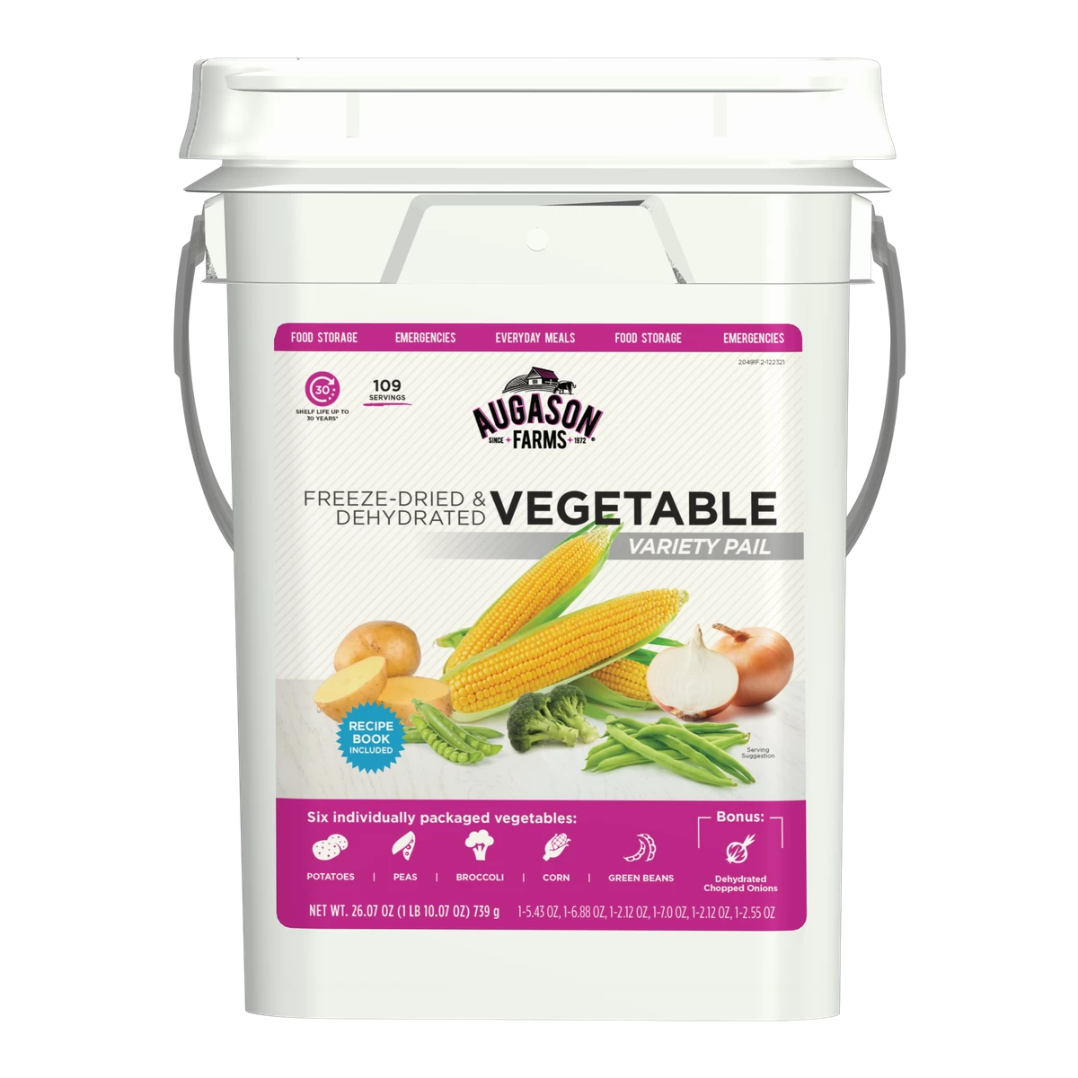 Augason Farms Freeze-Dried Vegetable Variety Pail 1 Augason Farms Freeze-Dried Vegetable Variety Pail