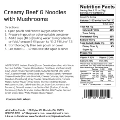 AlpineAire Creamy Beef And Noodles With Mushrooms -Outdoor Camping Sales ScreenShot2021 07 30at2.00.50PM