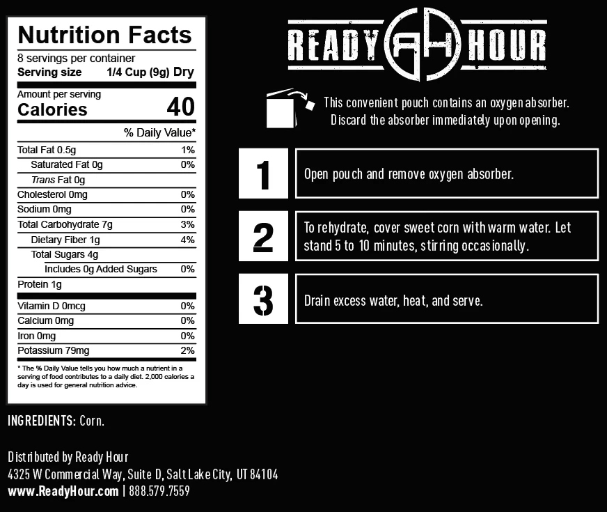 Ready Hour Freeze-Dried Corn Case Pack 4 Ready Hour Freeze-Dried Corn Case Pack - Image 4