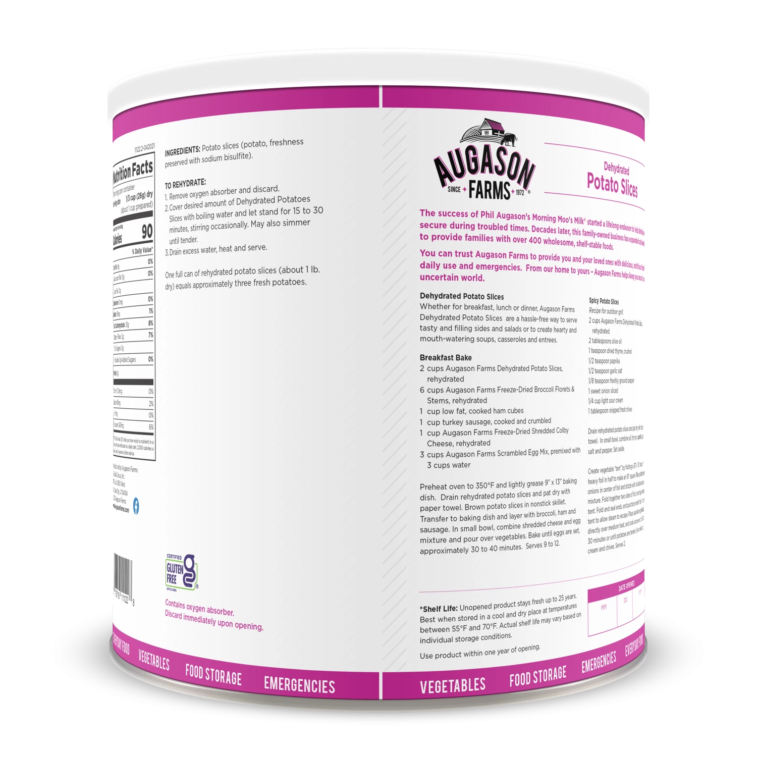 Augason Farms Dehydrated Potato Slices #10 Can 2 Augason Farms Dehydrated Potato Slices #10 Can - Image 2