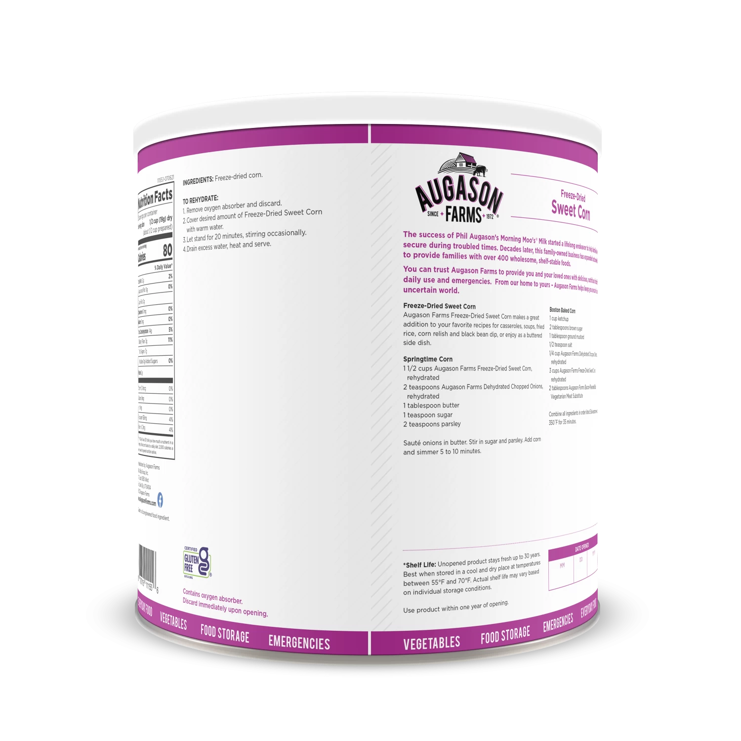 Augason Farms Freeze Dried Sweet Corn #10 Can 2 Augason Farms Freeze Dried Sweet Corn #10 Can - Image 2