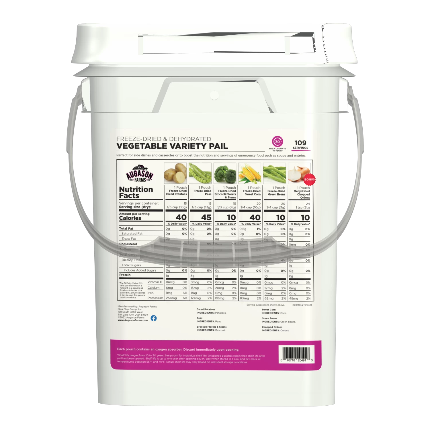 Augason Farms Freeze-Dried Vegetable Variety Pail 2 Augason Farms Freeze-Dried Vegetable Variety Pail - Image 2