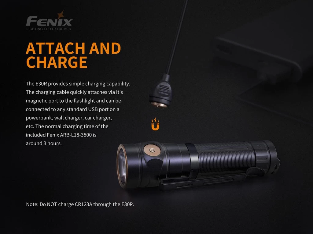 Fenix E30R 1600 Lumens Extreme Output Compact Rechargeable Flashlight 8 Fenix E30R 1600 Lumens Extreme Output Compact Rechargeable Flashlight - Image 8