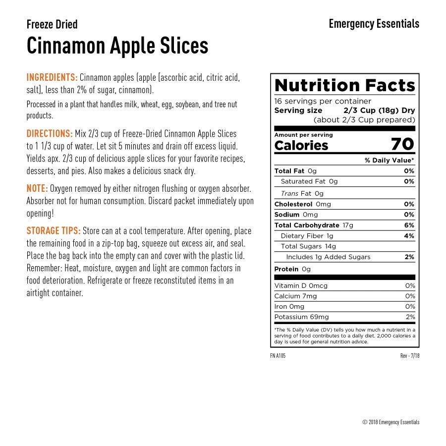 Emergency Essentials Freeze Dried Cinnamon Apple Slices - Large Can 3 Emergency Essentials Freeze Dried Cinnamon Apple Slices - Large Can - Image 3