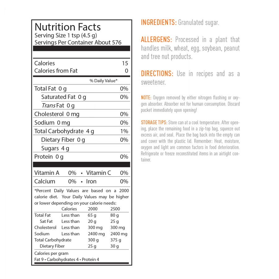 Emergency Essentials White Sugar Large Can 2 Emergency Essentials White Sugar Large Can - Image 2