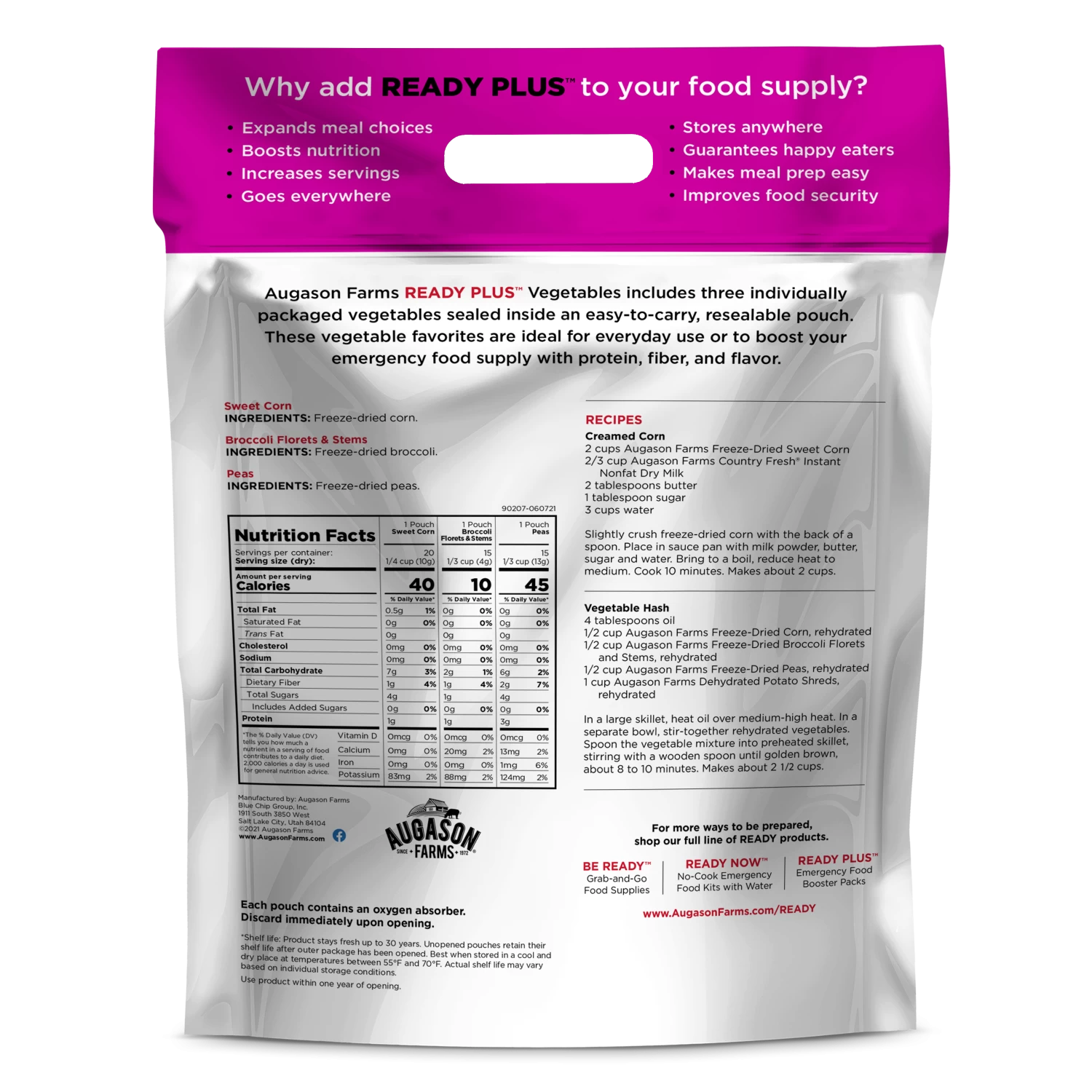 Augason Farms Vegetable Variety Pouch (Single) 2 Augason Farms Vegetable Variety Pouch (Single) - Image 2